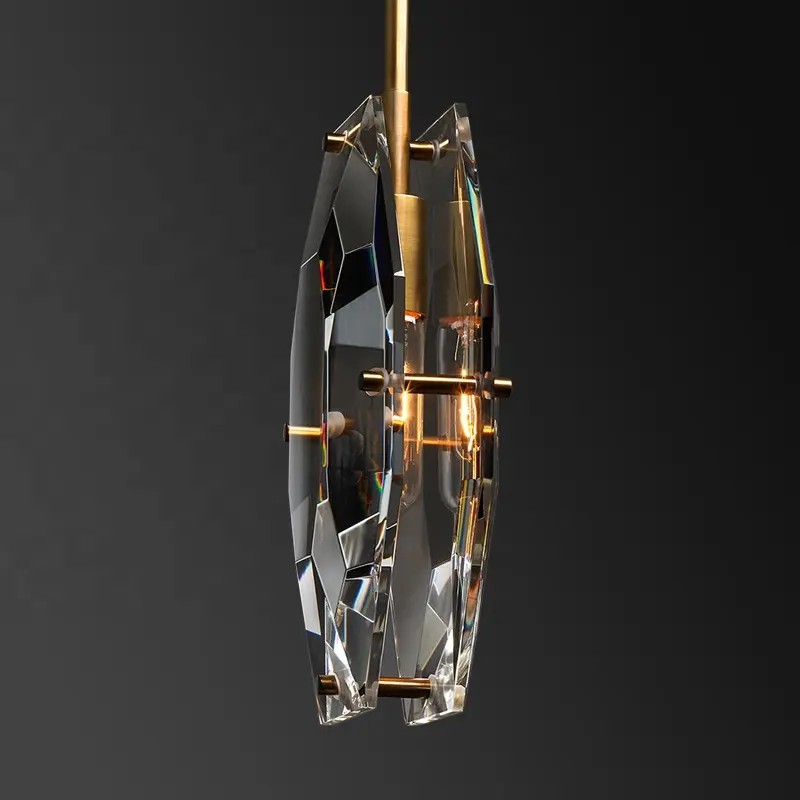 Nordic Custom Modern Brass Crystal Blown Glass Island Lighting Single Hanging Kitchen Chandelier lampade a sospensione