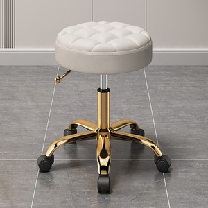 Tabouret de bar moderne pour salon de beauté et barbier, pivotant, réglable en hauteur, rond, pour maquillage, coiffure et manucure - Product Image 3