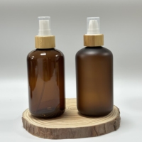 Flacon pompe en plastique PET teinté ambre pour cosmétiques, lotions et essences – Bouteilles vides rechargeables, plusieurs tailles