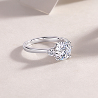 Bague en argent sterling S925 avec moissanite 2 carats, trois pierres rondes taille brillant, six griffes, bijoux pour femme