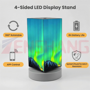 Controlado por WiFi <span class=keywords><strong>360</strong></span> °   Pantalla LED Giratoria <span class=keywords><strong>de</strong></span> Sobremesa, Portátil, <span class=keywords><strong>de</strong></span> 4 Lados, para Gestión <span class=keywords><strong>de</strong></span> Contenido, Promoción <span class=keywords><strong>de</strong></span> Marca Comercial en Interiores - Product Image 4