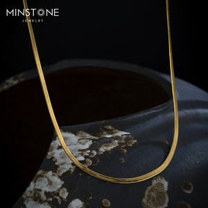 Modische Messing-Schwere-Mikronen <span class=keywords><strong>18K</strong></span>-Goldplattiert Hip Hop Herringbone Schlangenkette Choker-Halsband für Damen Mädchen - Product Image 2