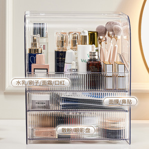 Cosmetic Storage Box 3 Layers Transparent With <b>Drawers</b> Desktop Organizer For <b>Makeup</b> Skincare Products - Product Image 2