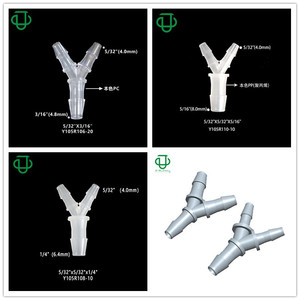 JU Collection <b>PP</b>-PC Plastic Reducing Y-Type Tee Hose Connector For Rubber Flexible Tubing 1.6-9.5mm Silver - Product Image 4
