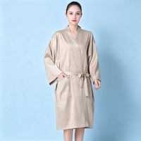 Peignoir de luxe en fausse fibre acétate résistant à l'eau, noir, avec logo personnalisé, pour coiffeur, esthéticienne, SPA, salon, client, kimono, barbier, robe de bain