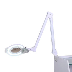 Chariot de pédicure en verre blanc avec loupe et lumière LED pour salon de manucure, mobilier et équipement - Product Image 4