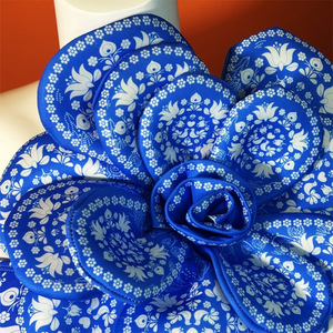 ชุดบิกินี่เอวสูงสำหรับผู้หญิงชุดว่ายน้ำเปิดไหล่ข้างเดียวพิมพ์ลายสีฟ้าชุดชายหาดสองชิ้นสำหรับอาบน้ำดีไซน์ใหม่ - Product Image 3