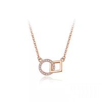 Collier classique à maillons géométriques creux en argent sterling 925 et zircon, plaqué rhodium, pour femme, idéal pour les fiançailles et les fêtes