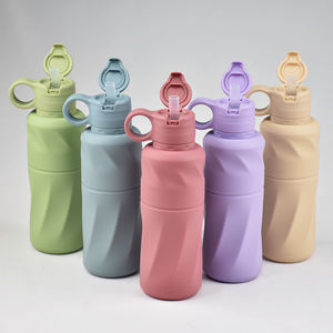 Bouteille d'eau réutilisable en silicone pour enfants 600 ml, anti-fuite, motif ours mignon, sans BPA, pliable, écologique, pour camping, école, extérieur, gym, cadeau - Product Image 3