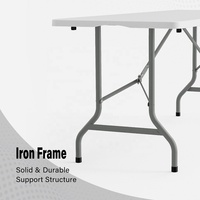 Tables pliantes rectangulaires durables en HDPE blanc de 180 cm, capacité 330 lb, pour réceptions de mariage et traiteur