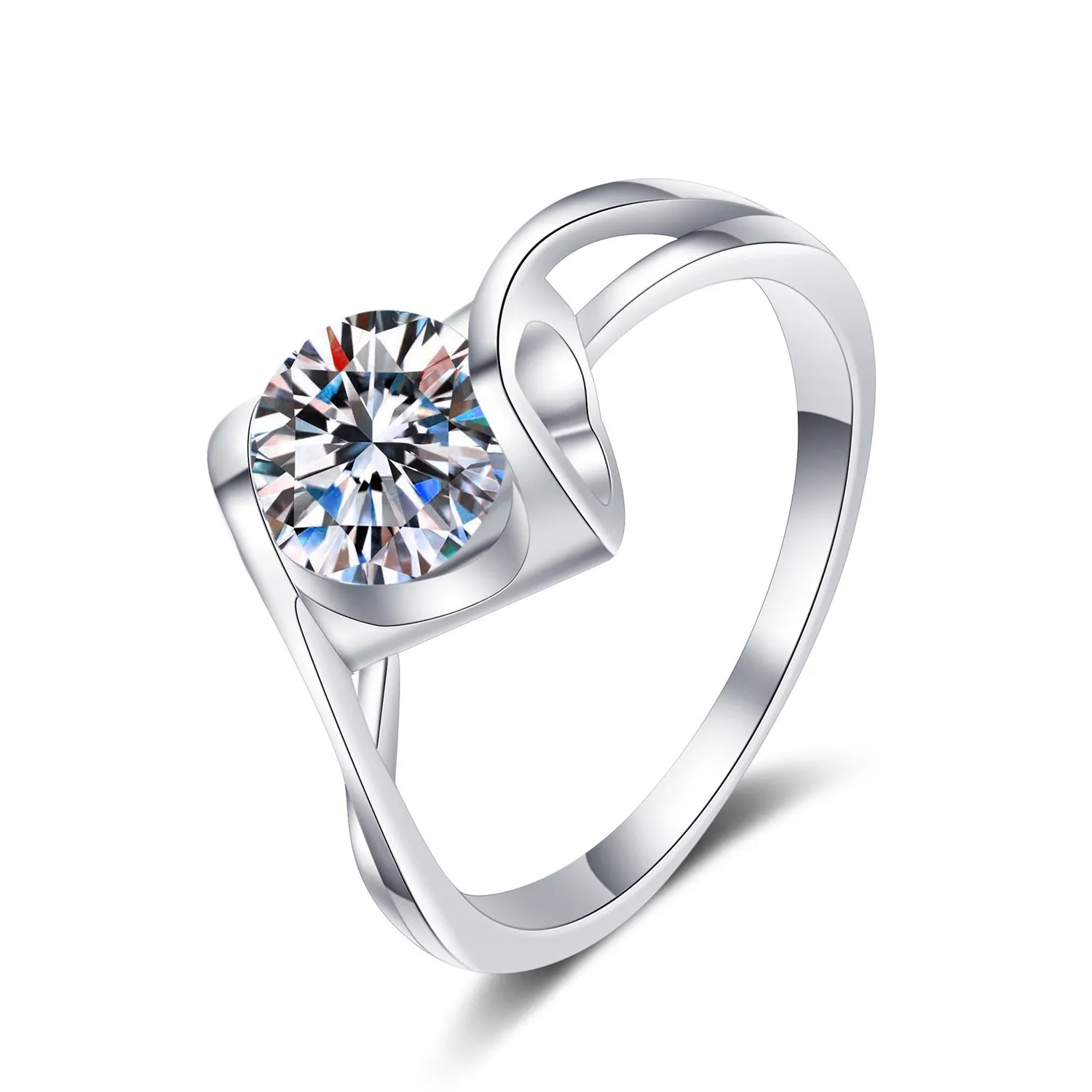 Gioielli coreani fine jewelry D Color VVS Moissanite rings twist Rings 925 Sterling Silver Personal personalizza gioielli con taglio rotondo