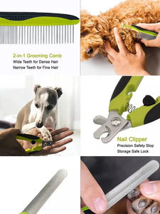 Profesyonel 6 1 çok fonksiyonlu kedi köpek tımar aracı kiti fabrika toptan makas kauçuk fırçalar için plastik malzeme çantası Pet - Product Image 6