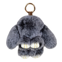 Gantungan Kunci Boneka Kelinci Bulu Imitasi Lucu 15cm, Liontin Plush Lembut dan Mengembang untuk Mobil, Tas, atau Penggunaan Sehari-hari
