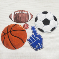 Patchs de basket universitaires thermocollants personnalisés en gros, broderie à grandes paillettes pour vêtements, t-shirts, sweats à capuche, casquettes, vestes, denim
