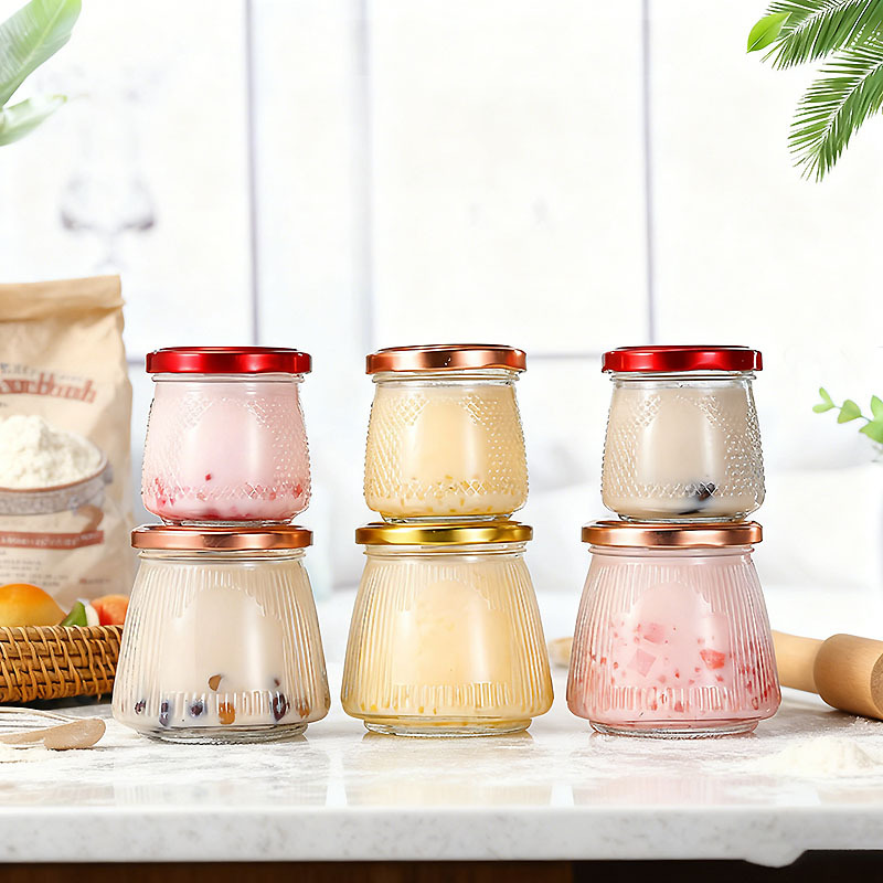 Round Empty Glass Storage Container Milk