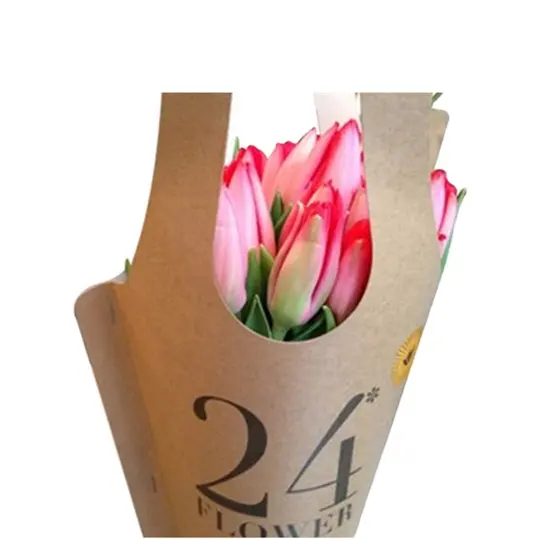 Kotak Bunga Kertas Oval Portabel Logo Kustom Buket Bunga Kotak Kemasan Kotak Bunga Mawar