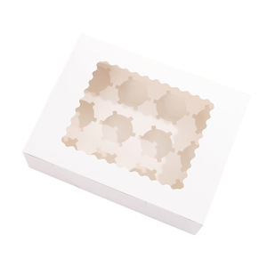 Paquete <span class=keywords><strong>de</strong></span> 12 cajas <span class=keywords><strong>para</strong></span> cupcakes al por mayor, cartón blanco, pastelería, magdalenas, <span class=keywords><strong>caja</strong></span> <span class=keywords><strong>para</strong></span> Tartas, embalaje <span class=keywords><strong>de</strong></span> postres con ventana - Product Image 1