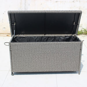Armario de Almacenamiento de Ratán Plástico para Jardín, Caja de Almacenamiento Impermeable para Cojines de Exterior con Ruedas - Product Image 1