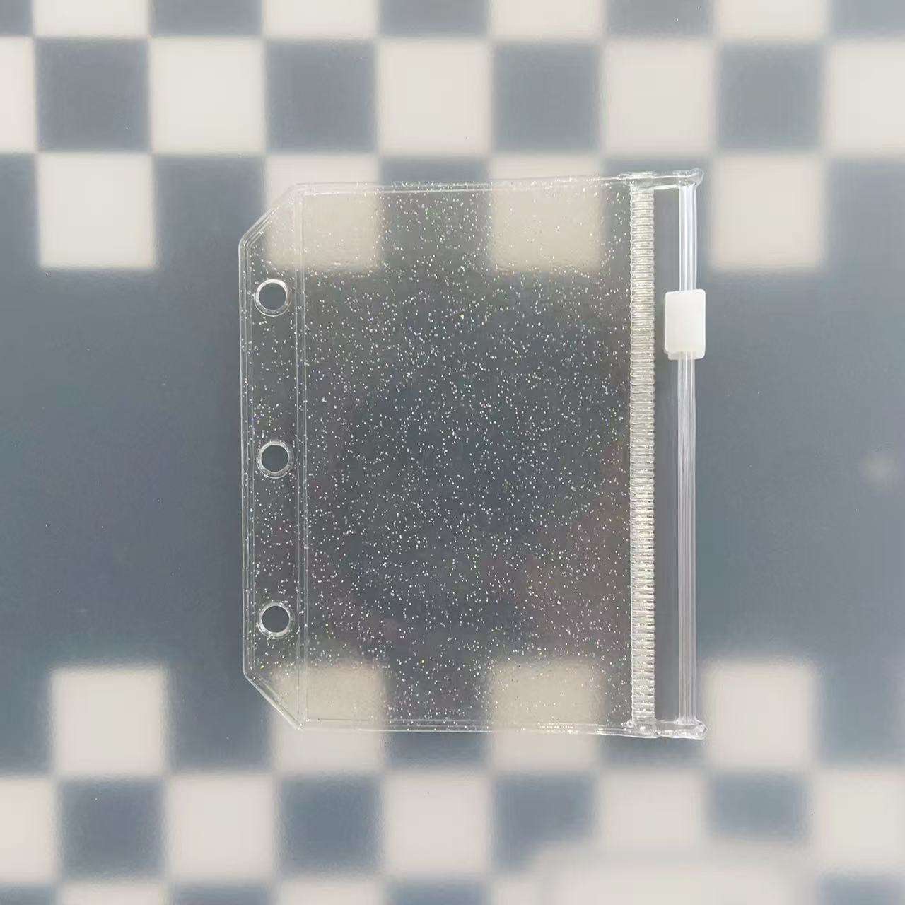 Bolsa transparente con cremallera y brillo, paquete de 10 unidades.