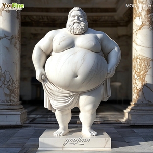 Statua in marmo <span class=keywords><strong>di</strong></span> un uomo grasso e allegro, scolpita a mano, per decorare il giardino o la casa - Product Image 2