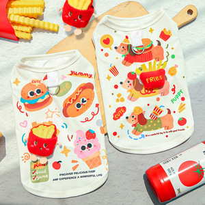 Gilet d'été respirant en soie glacée pour chiens et chats, motif animalier mignon avec motif alimentaire - Product Image 1