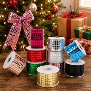 Pita Payet Bola Disko Poliester Modern untuk Dekorasi Pesta, Hiasan Puncak Pohon Natal, Pita Berkilau DIY - Product Image 1