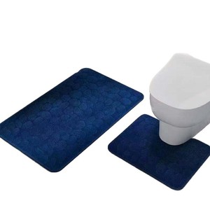Tapis de bain Shuming en velours corail antidérapant et absorbant, gris, lot de 2 pour sol de salle de bain - Product Image 5