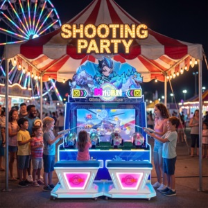 Máquina recreativa comercial de pistolas de agua para <span class=keywords><strong>4</strong></span> jugadores, simulador de tiro operado con monedas para parques de atracciones interiores - Product Image 1