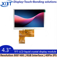 XOT Layar Tampilan LCD TFT IPS 4.3 Inci Resolusi 800X480 Antarmuka MCU RGB Persegi Lampu Latar LED Kecerahan 350cd/m ST7265