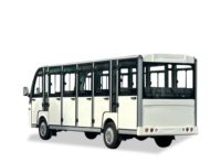 Nouveau bus électrique bleu moderne pour 17 passagers, avec portes, véhicule de tourisme personnalisé pour sites touristiques