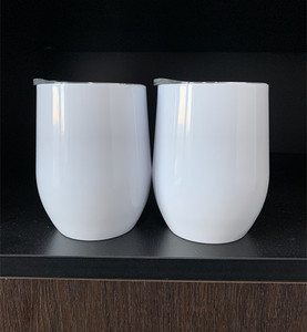 Gobelet à vin personnalisé avec logo laser, 12 oz, double paroi, en acier inoxydable, sublimation, sans BPA, avec couvercle plat - Product Image 2