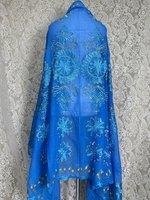 Grand châle en coton 2.2x1.1m pour Big Mama, écharpe ethnique florale à la mode, hijab en jersey solide pour l'hiver, ensemble de 12 pièces de broderie, parfait