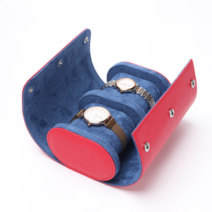 Couleur rouge En Gros Personnalisé 2 Fentes de <span class=keywords><strong>Montre</strong></span> de Stockage En Cuir <span class=keywords><strong>Montre</strong></span> Boîte Cadeau Avec Logo Personnalisé - Product Image 1