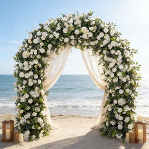 Fondo de Escenario para Bodas, Arco de Flores Artificiales de Seda Blanca, Rosas Hechas a Mano, Alta Simulación, Decoración para Acción de Gracias y Graduación - Product Image 1