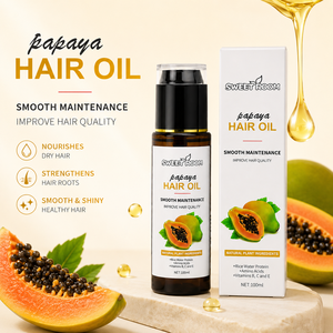 Ensemble de soins capillaires à l'extrait de <span class=keywords><strong>papaye</strong></span> biologique naturel 4 en 1 Shampoing lissant Après-shampoing <span class=keywords><strong>Masque</strong></span> capillaire et kit de traitement à l'huile essentielle - Product Image 2