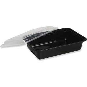 GEN 16 oz Food Container with Clear Lid Black Plastic 150/Carton <b>Simple</b> Style for Preservation and Heating - Product Image 2