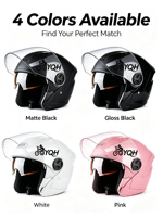 Casque de moto certifié 3C à double lentille avec feu arrière