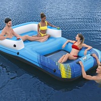 Lit flottant gonflable en PVC, chaise longue extra-large avec dossier, flotteur de piscine, hamac aquatique, parasol couvrant, coussin d'air pour la plage