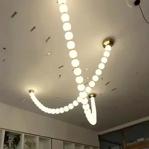 Nordic modern minimalist living room decorative chandelier LED pearl necklace chandelier