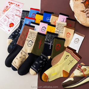 Calcetines para Hombre y Mujer Estilo Hip-Hop Urbano <span class=keywords><strong>Travis</strong></span> de Tendencia Cactus Jack Grimace Bandana Cachemir Floral para Zapatillas Deportivas Primavera Juvenil - Product Image 1