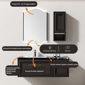 Mueble de Baño Personalizado de Fabricante Chino, Conjunto de Tocador con Espejo de Diseño Duradero, Gabinete de Madera Contrachapada Sólida, Tocador Flotante - Product Image 3