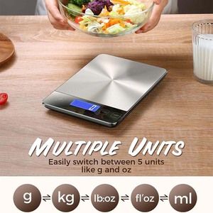J & R 스테인레스 스틸 유리 터치 작동 전자 가정용 15kg 주방 무게 감시자 저울 디지털 무게 음식 - Product Image 3