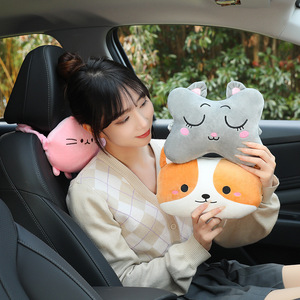 Cookie <b>Cat</b> Car Pillow Plush Soft Lumbar Support Headrest Cushion For Vehicle Interior Decor 3-4 Set Four Seasons Use - Product Image 3