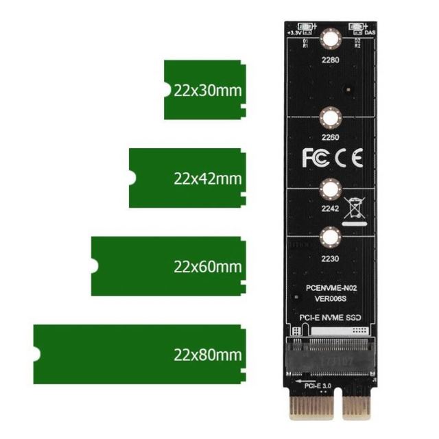 NVME PCIE 1X Adapter Card PCIE M.2 SSD to PCI-E3.0 1x Extension M Key NGFF Converter Adapter Card for Samsung 960 EVO SSD Drive