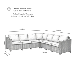 Juego de Sofás de Mimbre Sintético de Ratán Curvo para Jardín o Patio, Moderno, Duradero y de Lujo, con Cojines Extraíbles - Product Image 2