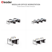 Table d'ordinateur moderne pour 2 personnes, cadre en acier noir, plateau blanc, accents dorés, écran en acrylique transparent, fournisseur OEM