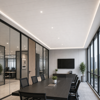 Plaque de plafond décorative en PVC WYRAX pour intérieur de bureau, 200x7,5 mm, blanc anti-reflet, finition mate lisse, profil creux à pose rapide