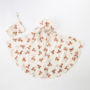 Enfants tout-petits école primaire bébé corps entier <span class=keywords><strong>Poncho</strong></span> de pluie léger doux vêtements de pluie cerise ours en peluche imprimer enfants imperméable - Product Image 4