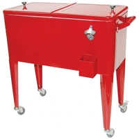 Meilleures ventes - Chariot rétro pour boissons glacées personnalisé multicolores pour l'extérieur, glacière en métal de 80 L, glacière roulante vintage