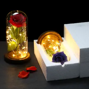 Good Quality Led Light String On Realistic Simulation Of Roses In Glass For Mothers Day Valentines Day Anniversary Gift